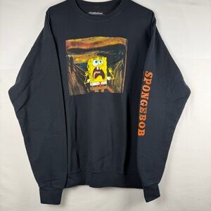 Nickelodeon Graphic Spongebob Squarepants Black Long Sleeves Sweatshirt LARGE